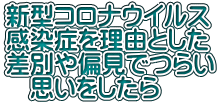 新型コロナウイルス 感染症を理由とした 差別や偏見でつらい 　思いをしたら